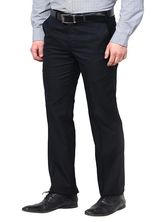 blue cotton blend flat front formal trouser - 13650153 - Zoom Image - 2