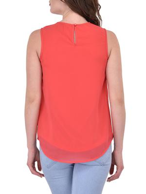 solid peach georgette top - 13650269 - Standard Image - 3