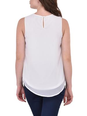 solid white georgette top - 13650271 - Standard Image - 3