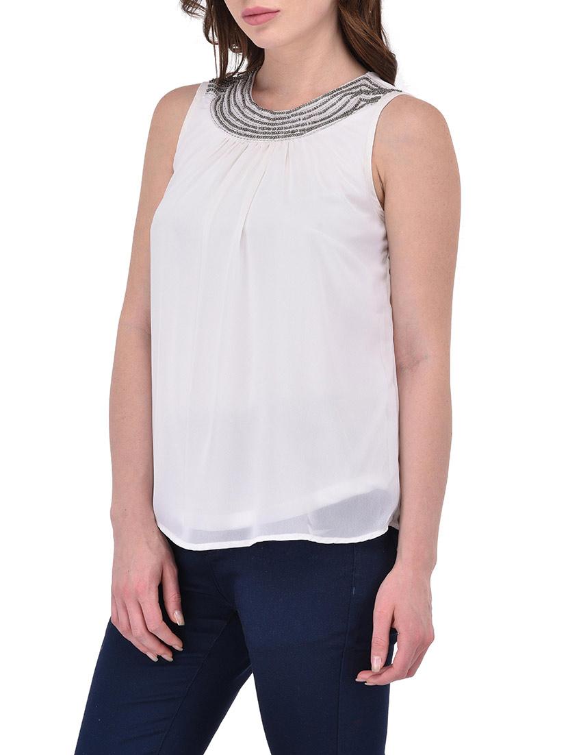 solid white georgette top - 13650271 - Zoom Image - 2