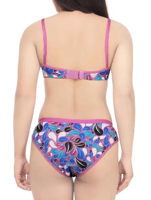 multicolored printed cotton bra and panty set - 13656767 - Standard Image - 3