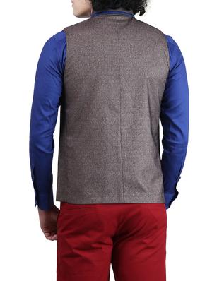 grey cotton nehru jacket - 13660087 - Standard Image - 3