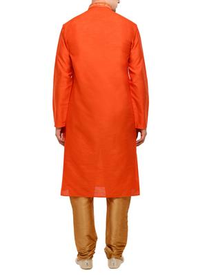 orange silk blend kurta pyjama set - 13665659 - Standard Image - 3
