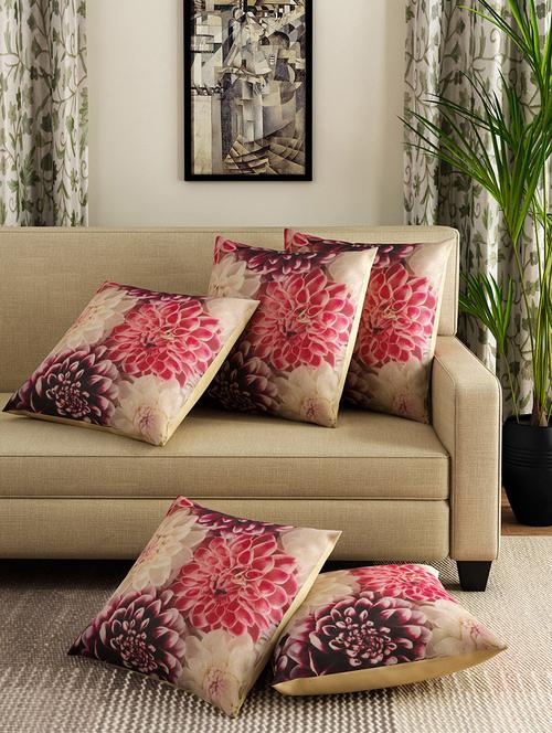romee multicolored floral printed set of 5 cotton cushion cover - 13665674 - Very Small Image - 1