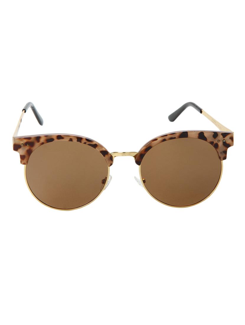 brown half rim uv protected round sunglasses - 13665695 - Zoom Image - 1