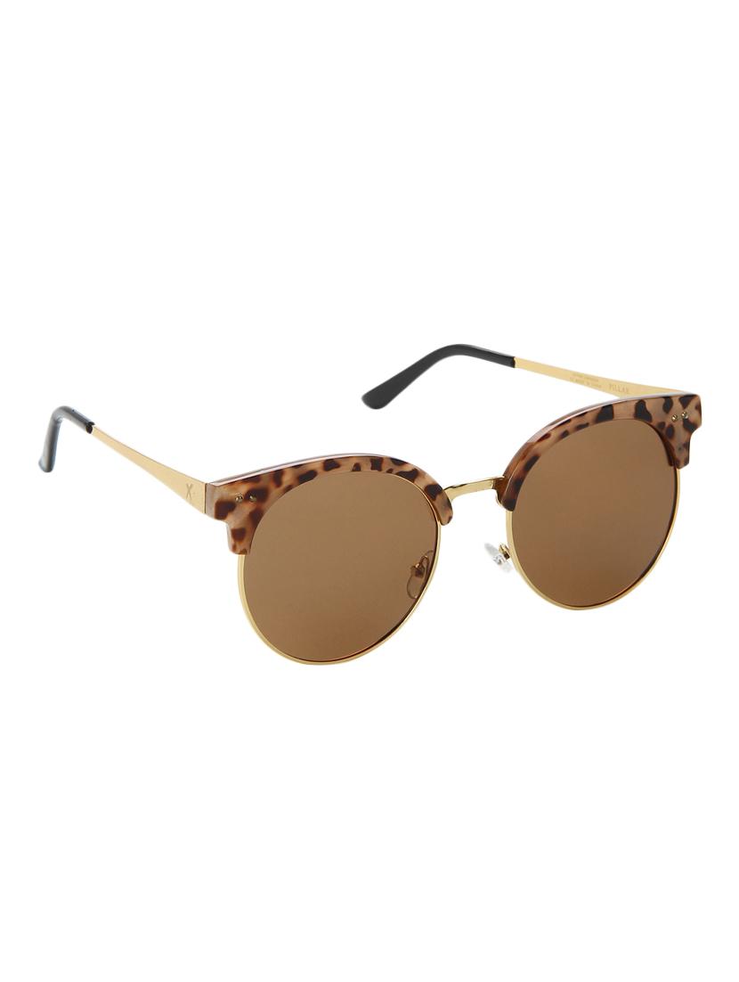 brown half rim uv protected round sunglasses - 13665695 - Zoom Image - 2