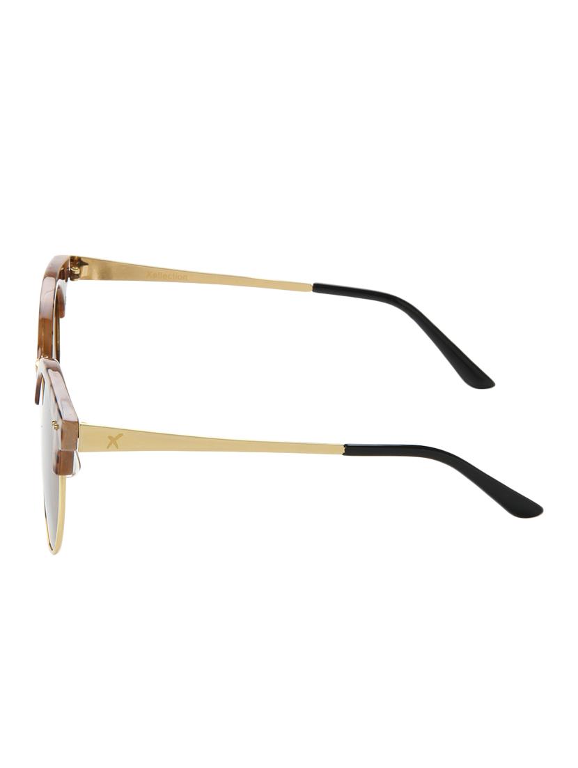 brown half rim uv protected round sunglasses - 13665695 - Zoom Image - 3