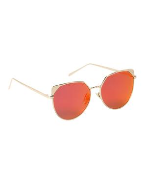golden full rim red reflector uv protected sunglasses - 13665706 - Standard Image - 2