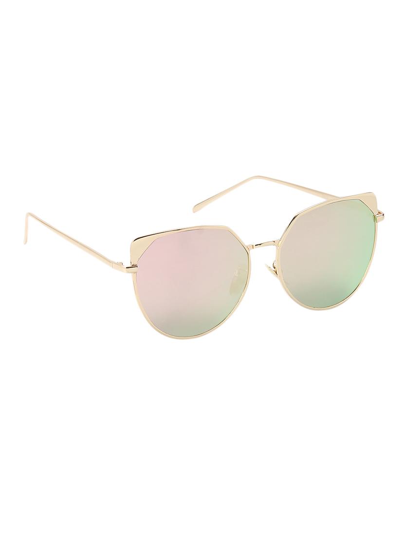 golden full rim rose reflector uv protected sunglasses - 13665707 - Zoom Image - 2