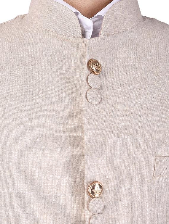 beige cotton nehru jacket - 13665859 - Zoom Image - 5