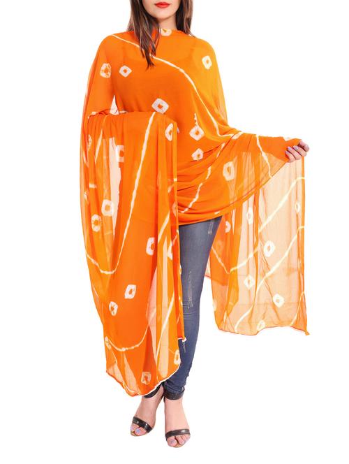 orange chiffon tie & dye dupatta - 13666954 -  Standard Image - 0