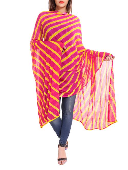 pink leheriya dupatta - 13666973 -  Standard Image - 0