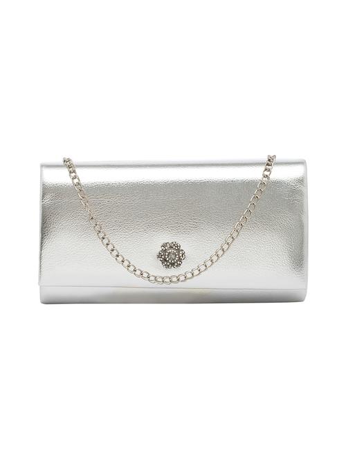 silver leather regular clutch - 13671957 - Standard Image - 1