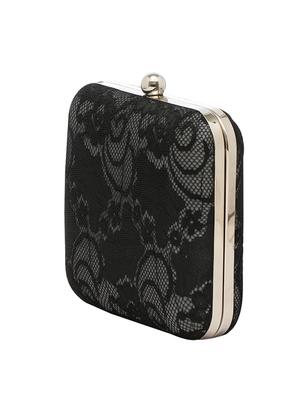 black faux silk box clutch - 13671965 - Standard Image - 4