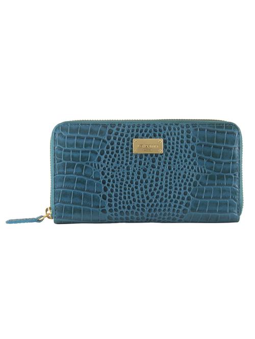 blue leather regular clutch - 13672517 - Standard Image - 1