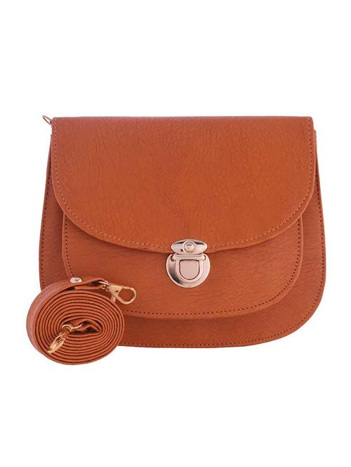 brown leatherette messenger sling bag - 13675872 - Standard Image - 1