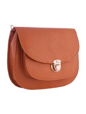brown leatherette messenger sling bag - 13675872 - Standard Image - 4