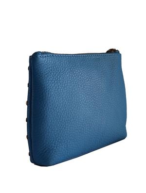 solid blue leather handcrafted clutch - 13678533 -  Standard Image - 1