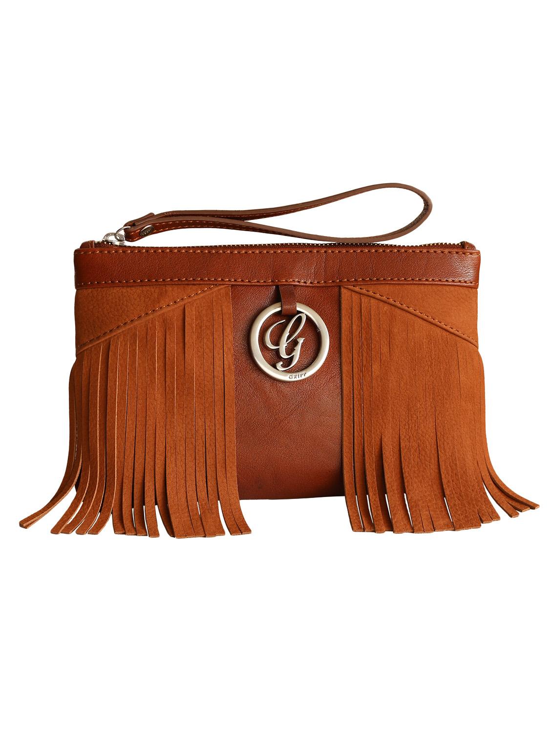 brown tassel trim leather clutch - 13678535 - Zoom Image - 1