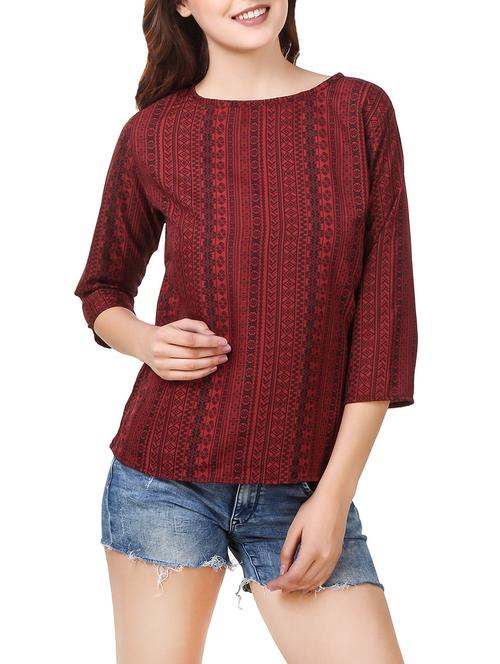 red printed polycrepe regular top - 13685238 - Standard Image - 1