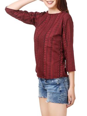 red printed polycrepe regular top - 13685238 - Standard Image - 2