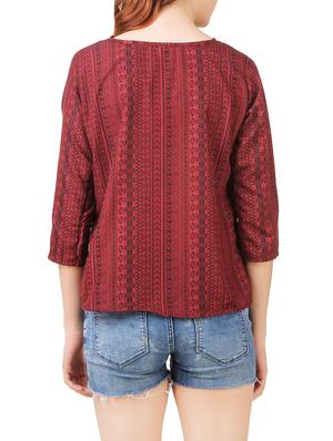 red printed polycrepe regular top - 13685238 - Standard Image - 3