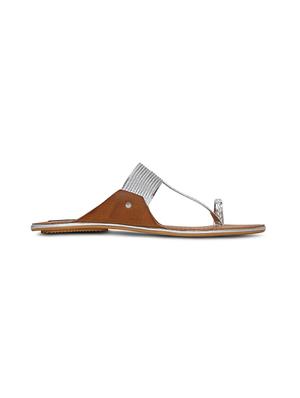 silver faux leather one toe kolhapuris - 13686725 - Standard Image - 2