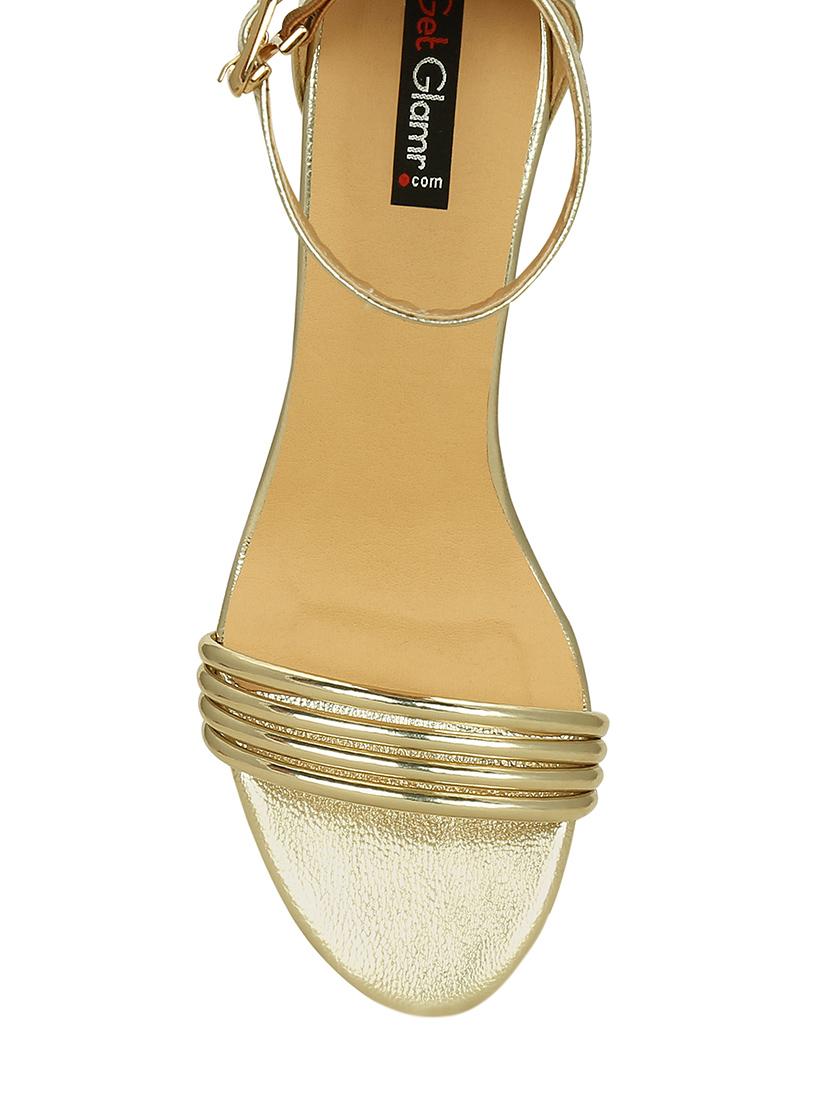 gold faux leather ankle strap sandals - 13686745 - Zoom Image - 4