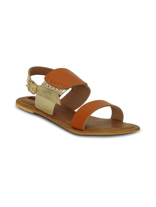 tan faux leather back strap sandals - 13687232 - Standard Image - 1