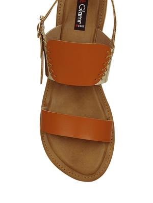 tan faux leather back strap sandals - 13687232 - Standard Image - 4