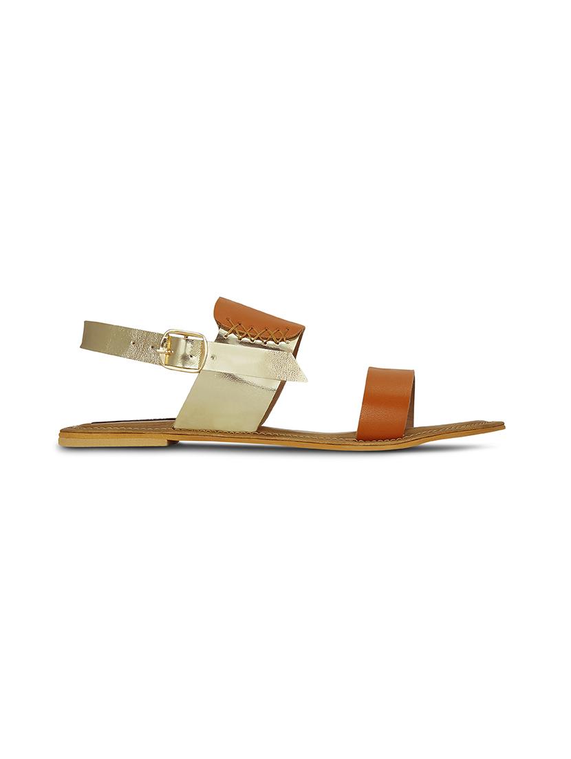 tan faux leather back strap sandals - 13687232 - Zoom Image - 2