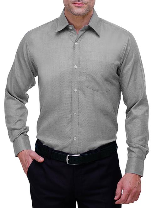 grey cotton formal shirt - 13689981 - Standard Image - 1