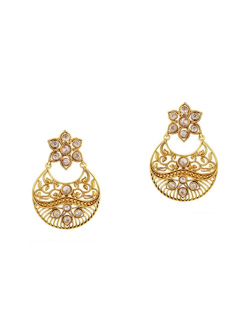 gold brass chandbali earrings - 13694085 - Standard Image - 1