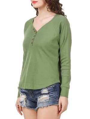 olive crepe regular tee - 13695935 - Standard Image - 2