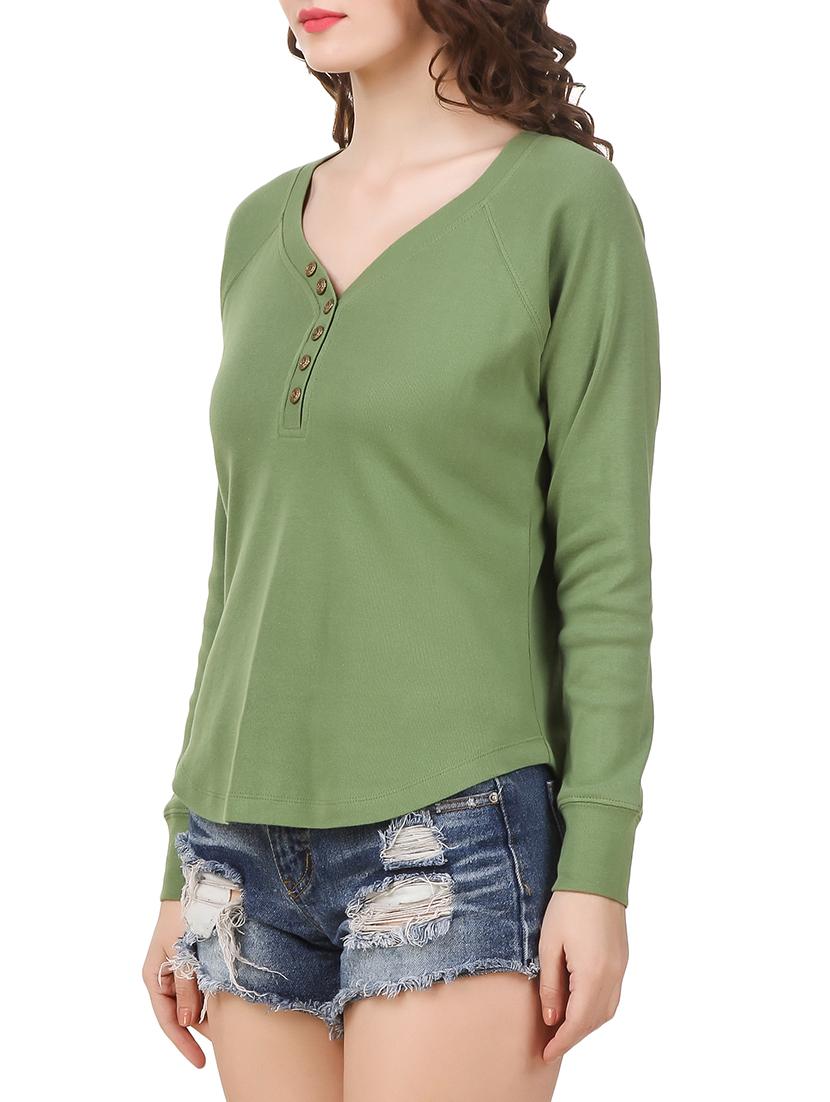 olive crepe regular tee - 13695935 - Zoom Image - 2