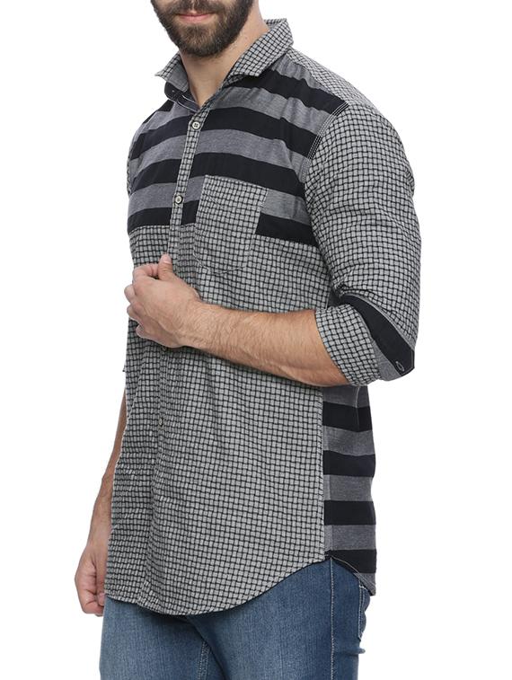 grey checkered casual shirt - 13696505 - Zoom Image - 2