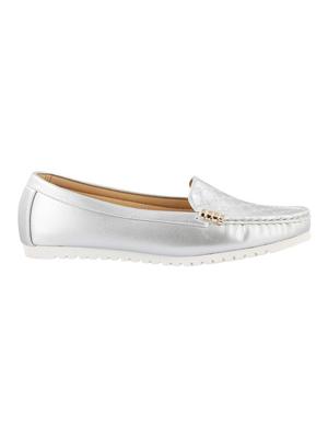 silver leatherette slip on loafers - 13711534 - Standard Image - 2