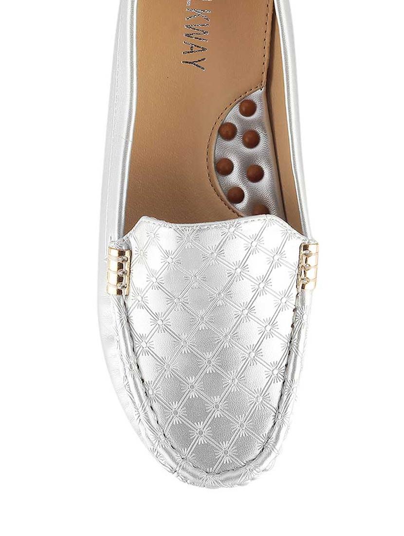 silver leatherette slip on loafers - 13711534 - Zoom Image - 4