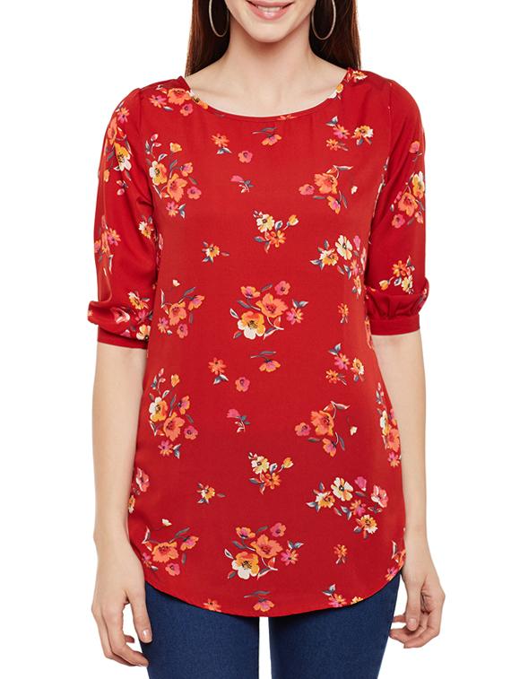 round neck floral tunic - 13714028 - Zoom Image - 1