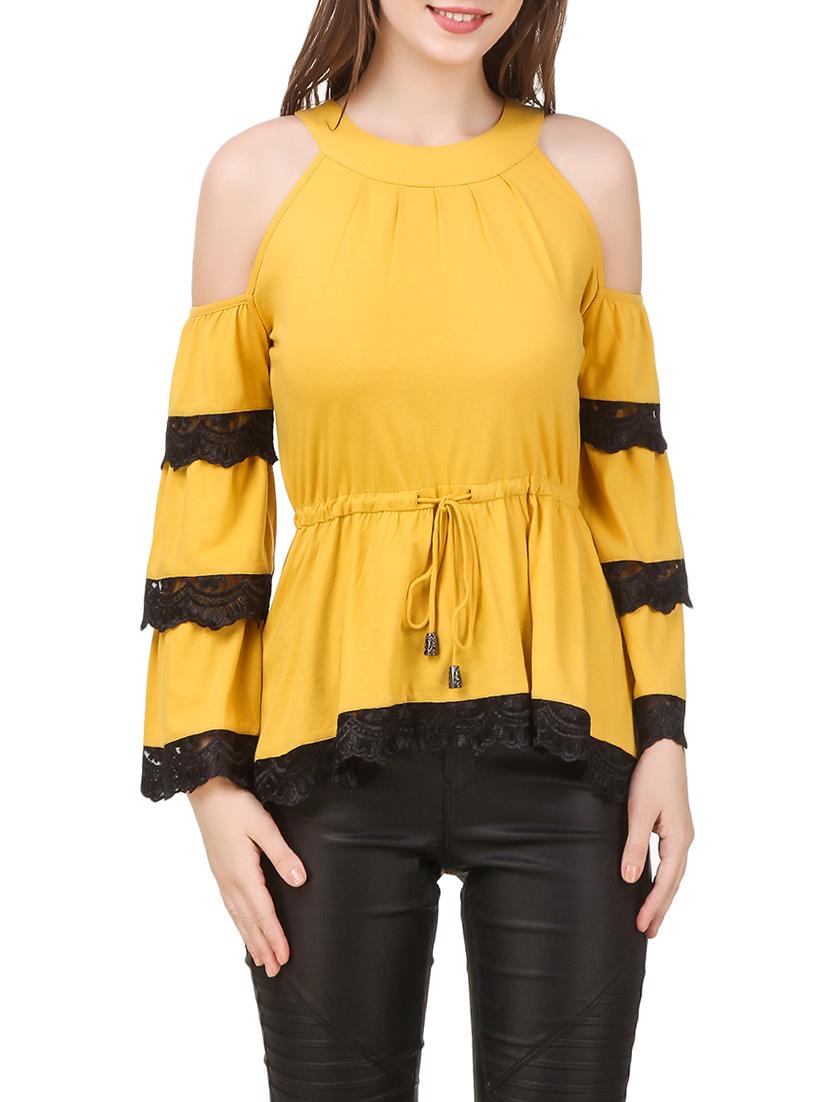 yellow cotton jersey blouson top - 13714639 - Zoom Image - 1