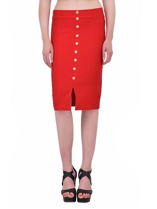 red lycra pencil skirt - 13714676 - Standard Image - 1