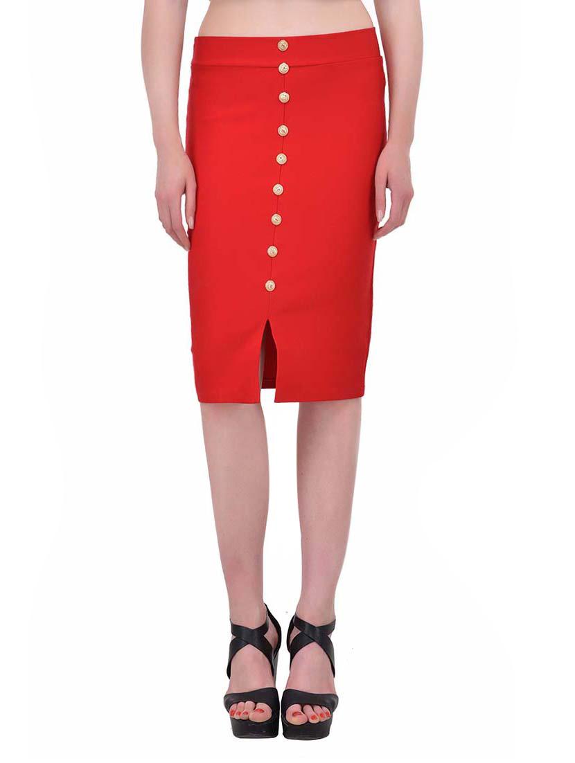 red lycra pencil skirt - 13714676 - Zoom Image - 1