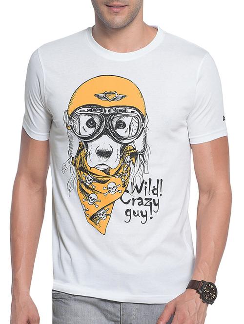 white chest print t-shirt - 13718425 - Standard Image - 1