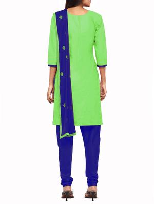 green cotton embroidered churidaar suits unstitched suit - 13720337 - Standard Image - 3