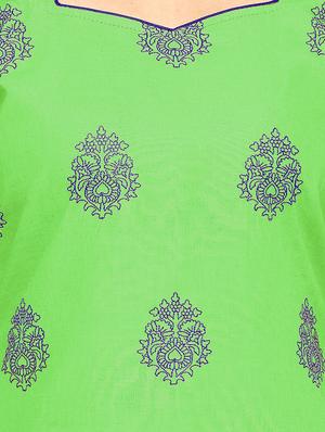 green cotton embroidered churidaar suits unstitched suit - 13720337 - Standard Image - 5