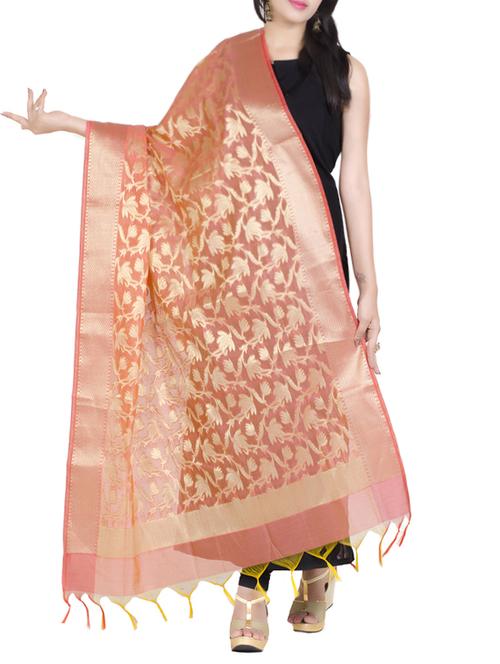 chandrakala orange banarasi dupatta - 13720653 - Standard Image - 1