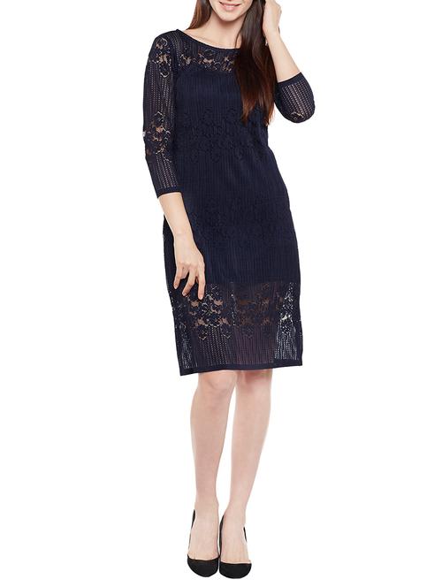 navy blue net sheath dress - 13721429 - Very Small Image - 1
