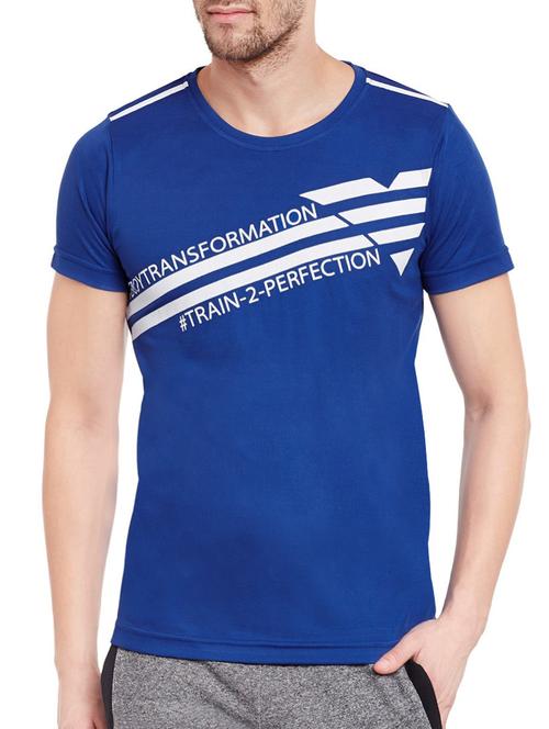 blue polyester chest print t-shirt - 13722005 - Standard Image - 1