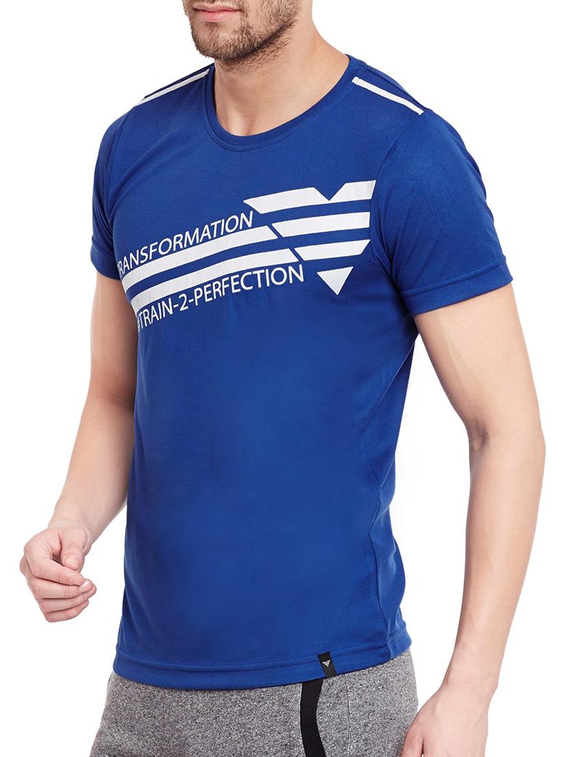 blue polyester chest print t-shirt - 13722005 - Zoom Image - 2