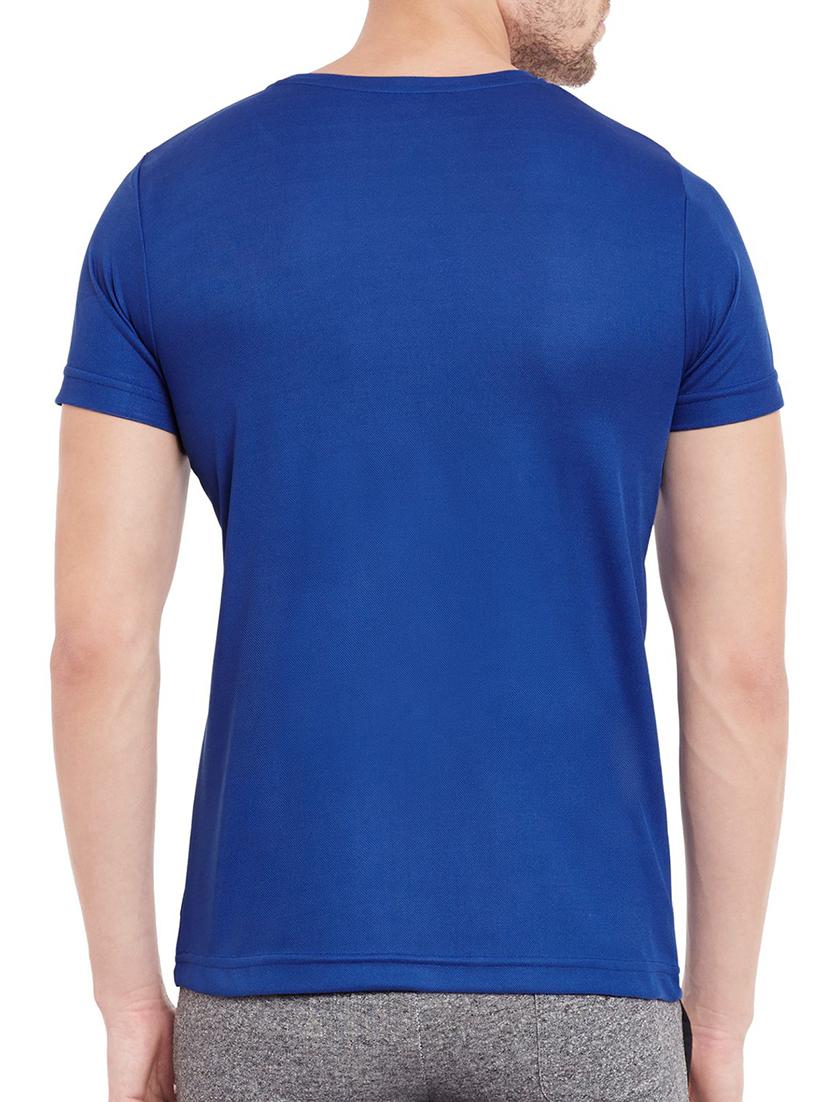 blue polyester chest print t-shirt - 13722005 - Zoom Image - 3